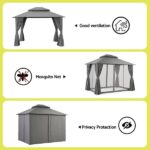 Instahut Gazebo 3x3m Canopy Outdoor Steel Frame Patio Tent Curtains Marquee Grey GAZEBO-IR-MC-3X3-GY