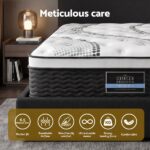 Giselle 32cm Euro Top King Single Mattress 5-Zone and Artiss Boucle Bed Frame Set MABF-0907-DARA-BK-KS