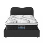 Giselle 32cm Euro Top King Single Mattress 5-Zone and Artiss Boucle Bed Frame Set MABF-0907-DARA-BK-KS