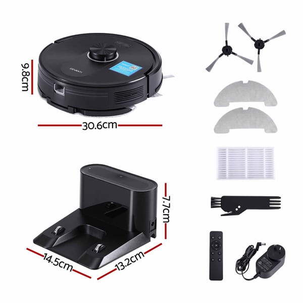 DEVANTI Robot Vacuum and Mop APP Control 6000Pa LDS Laser 3-in-1 Cleaning RVAC-Q10-6K-BK