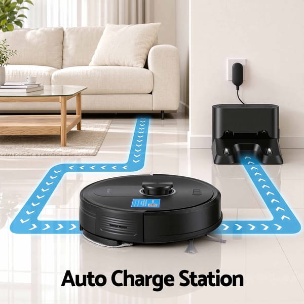 DEVANTI Robot Vacuum and Mop APP Control 6000Pa LDS Laser 3-in-1 Cleaning RVAC-Q10-6K-BK
