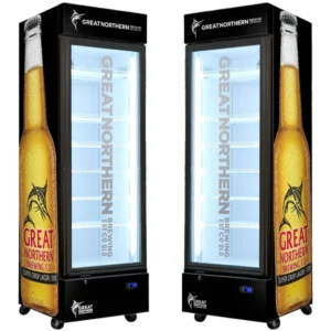 Great Northern Upright Quiet Running Black Glass Door Bar Fridge SC372B-CRISP