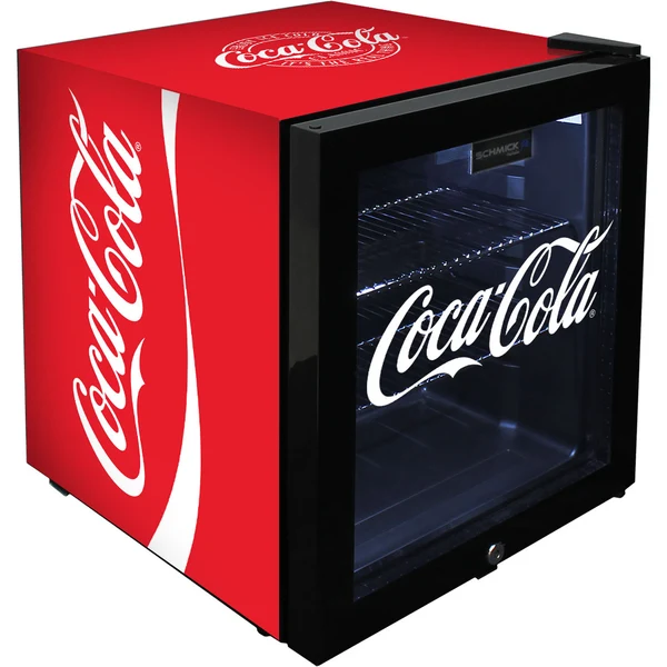 Official Coca-Cola branded Glass Door Mini Fridge with a Lock SC50AB-CCR