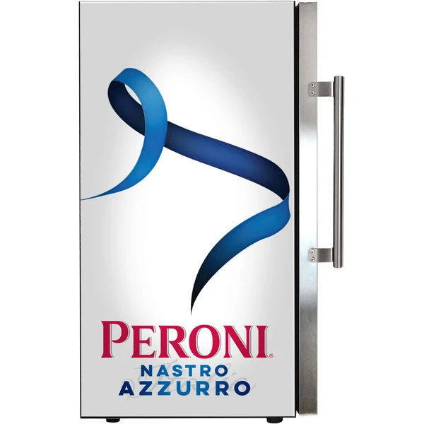 Peroni Themed Alfresco Bar Fridge with Led Strip Lights and LOW E Glass Door SC88-SS-PERONI