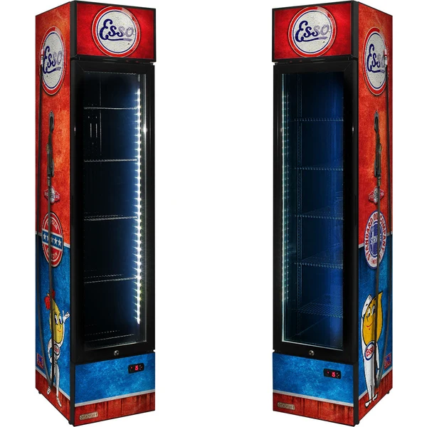 Esso Fuel Pump Branded Skinny Upright Bar Fridge SS-P160-FP-ESSO