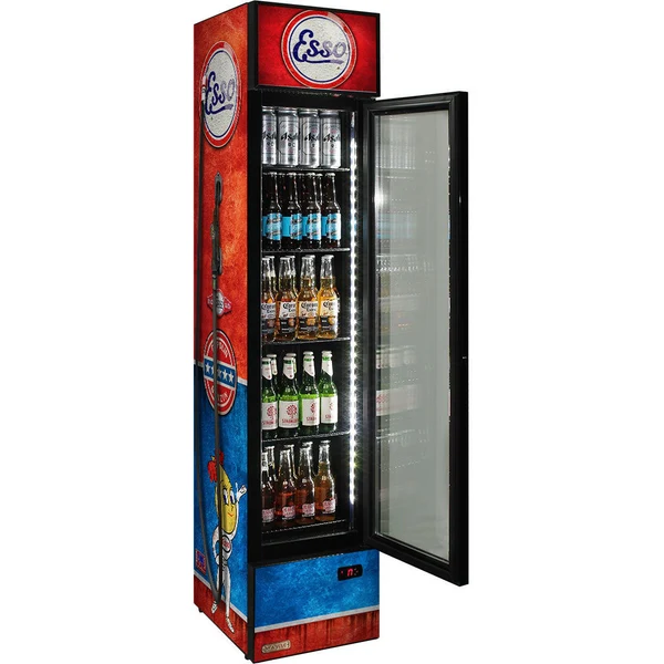 Esso Fuel Pump Branded Skinny Upright Bar Fridge SS-P160-FP-ESSO