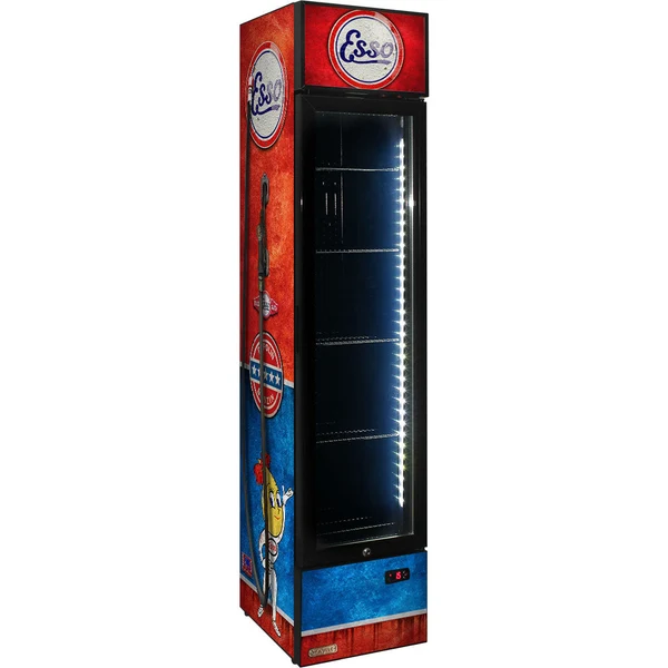 Esso Fuel Pump Branded Skinny Upright Bar Fridge SS-P160-FP-ESSO