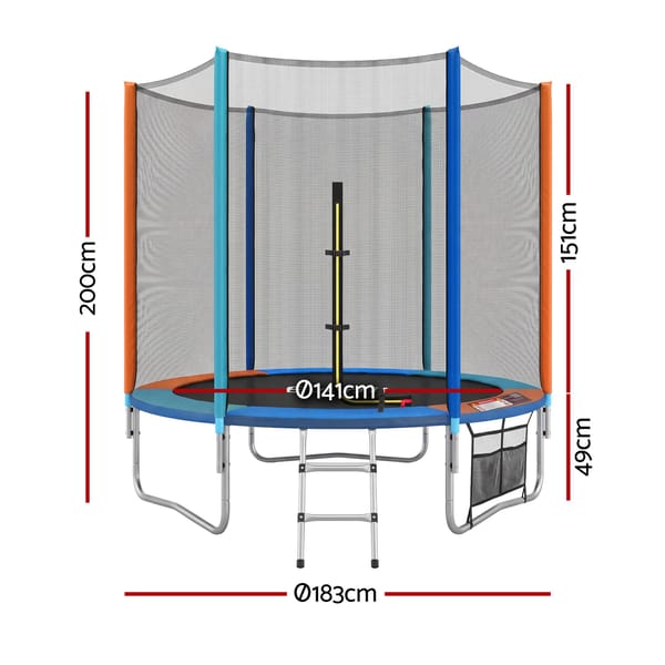 Everfit 6FT Kids Trampoline Rebounder with Enclosure Net Storage Bag TRAMPO-C-6FT-MC