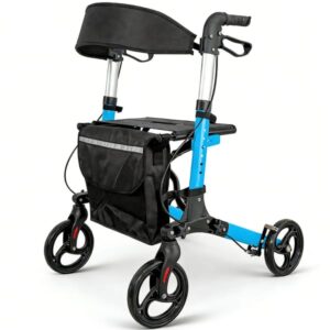 Foldable Aluminium Rollator Walker with Seat & Storage Bag V1181-HP001-BL