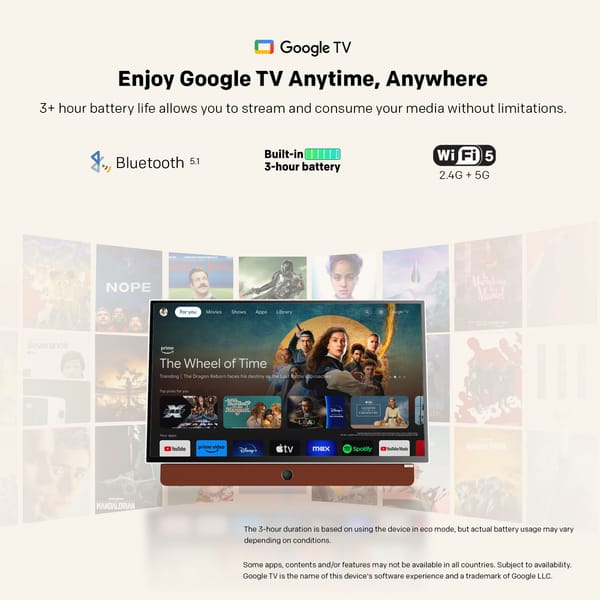SKYWORTH 24-Inch 12V Portable TV 1080P FHD Wide Viewing Angle Smart Google TV 24LP60G features HDR10, Dolby Audio, Bluetooth. FREE Delivery