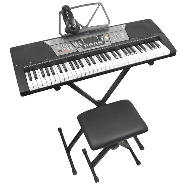 Digital 61 Keys Portable Keyboard Pack with Headphones Stool 255 Voices Adjustable Height Stand V178-69025