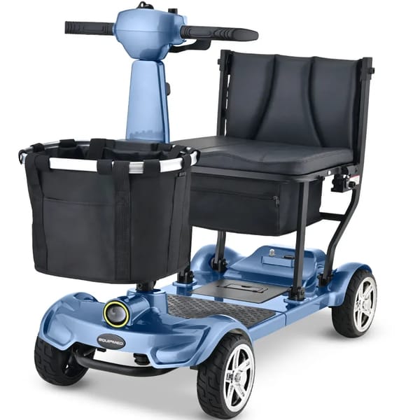 EQUIPMED SmartPacer+ Ultra-Lightweight Mobility Scooter w/ Li-ion Battery Foldable120kg Capacity Blue HMBMSCEQ1BLB