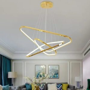 BAMDECOR AD2583 Modern Triangular LED Chandelier (Three Rings-Gold) V255-BAM-AD2583-3R-GOLD