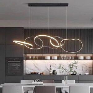 BAMDECOR A24126 Nordic Minimalist LED Pendant Light Adjustable Modern Ring Chandelier Black 1.5 Meters V255-BAM-L-24126-150-BLK