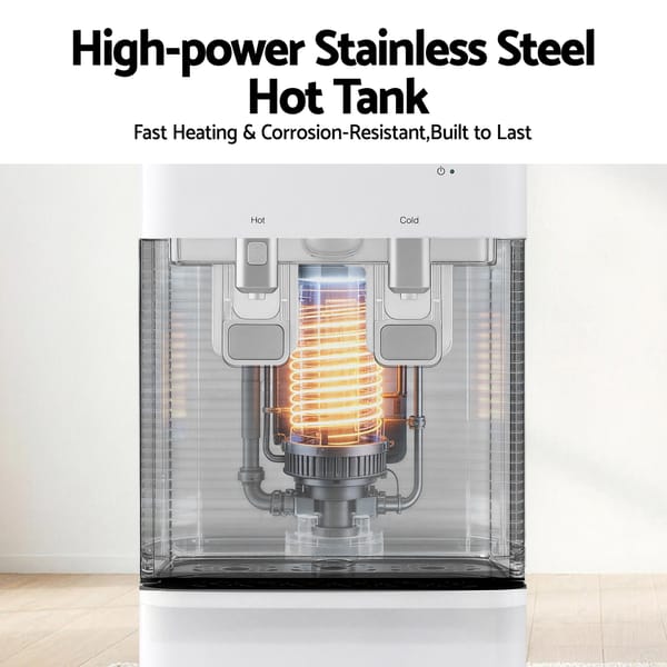 Devanti 2 Taps Water Cooler Dispenser Bottom Loading Dispenser Chiller Filter Purifier WD-608-2T-WH