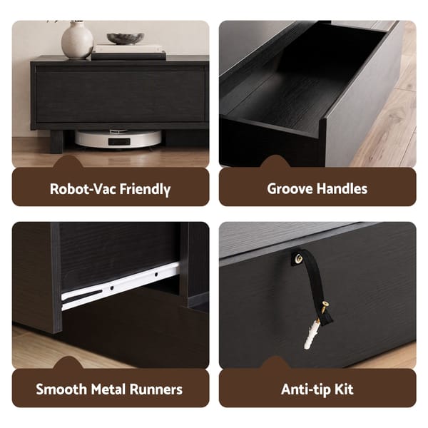 Artiss Extendable TV Unit 200CM 3 Storage Drawers Dark Walnut & Black FURNI-N-EXT01-TV200-WDBK-AB