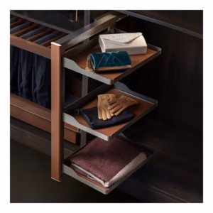Higold Natural Finish 3 Tier B Series Left Side Mount Slide Out Wardrobe Storage Basket HG-703573S-2370