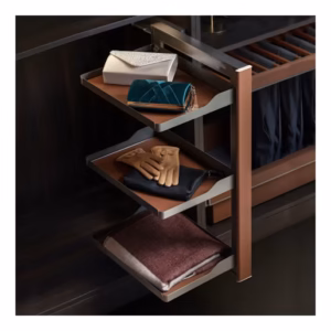 Higold Natural Finish 3 Tier B Series Right Side Mount Slide Out Wardrobe Storage Basket HG-703574S-2371