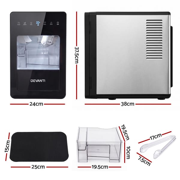 Devanti Ice Maker 5cm Large Ice Cubes Countertop Machine 150pcs/24h for Home IM-ZB-10F-BK