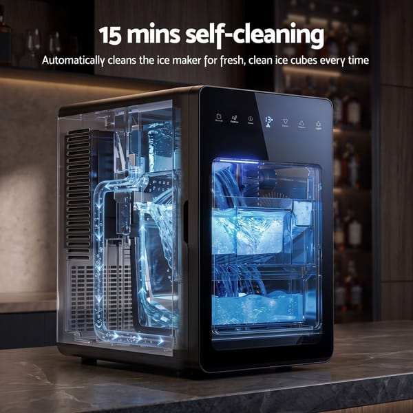 Devanti Ice Maker 5cm Large Ice Cubes Countertop Machine 150pcs/24h for Home IM-ZB-10F-BK