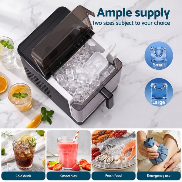 Devanti Ice Maker 23kg Portable Basket Square Cube Machine Black IM-ZB-E-23WL03-BK
