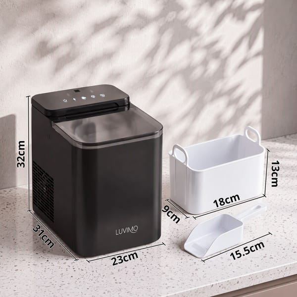 LUVIMO 15kg Ice Maker Machine Double Open Cover Deep Clean - Black IM-ZB-J-15OPEN-BK
