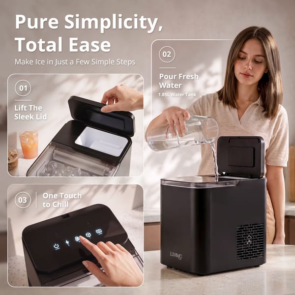 LUVIMO 15kg Ice Maker Machine Double Open Cover Deep Clean - Black IM-ZB-J-15OPEN-BK