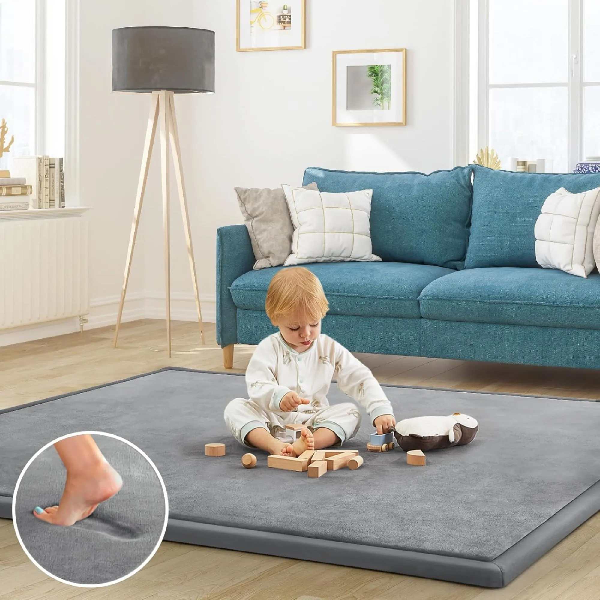 CARLA HOME Baby Play Mat 200x300cm Thick Foam Crawling Mat Infants Grey LSB-36549