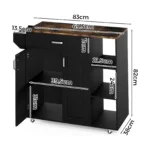 Kitchen Island Cart on Wheels with Charging Station Black 83x38x82cm LSB-59332