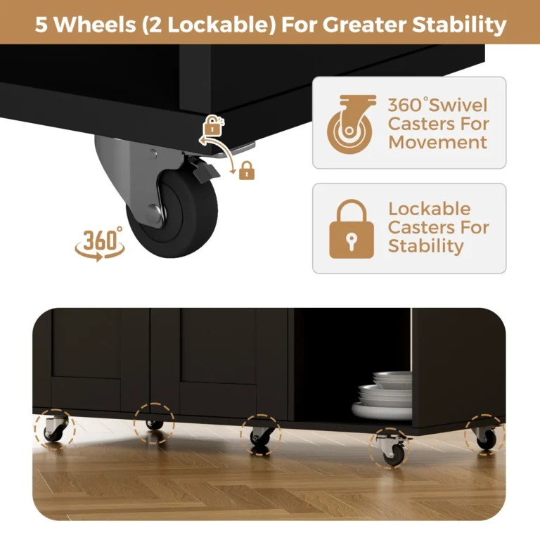 Kitchen Island Cart on Wheels with Charging Station Black 83x38x82cm LSB-59332