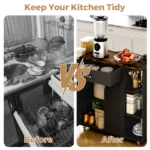 Kitchen Island Cart on Wheels with Charging Station Black 83x38x82cm LSB-59332