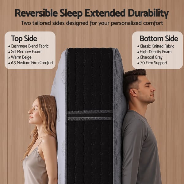 Giselle Double Reversible Spring Mattress Cashmere Cover Gel Foam Firm 35cm MATTRESS-B-VERSA-35-D