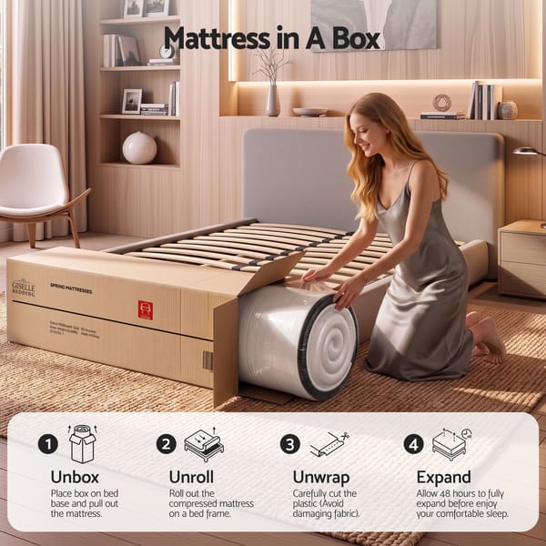 Giselle Double Reversible Spring Mattress Cashmere Cover Gel Foam Firm 35cm MATTRESS-B-VERSA-35-D