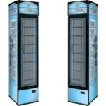 Pastel Blue Skinny Upright Bar Fridge with Telephone Box Design P160FA-TB-V2-BLUE