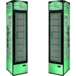 Pastel Green Skinny Upright Bar Fridge with Telephone Box Design P160FA-TB-V2-GRN