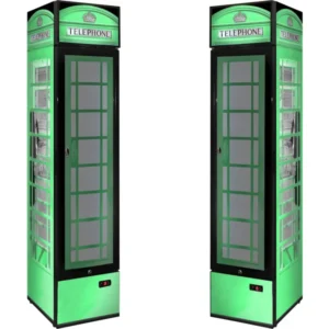 Pastel Green Skinny Upright Bar Fridge with Telephone Box Design P160FA-TB-V2-GRN