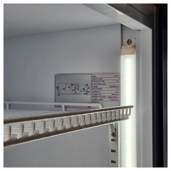 Melbourne Bitter Branded Design - Upright Quiet Running Glass Door Bar Fridge SC372W-MB