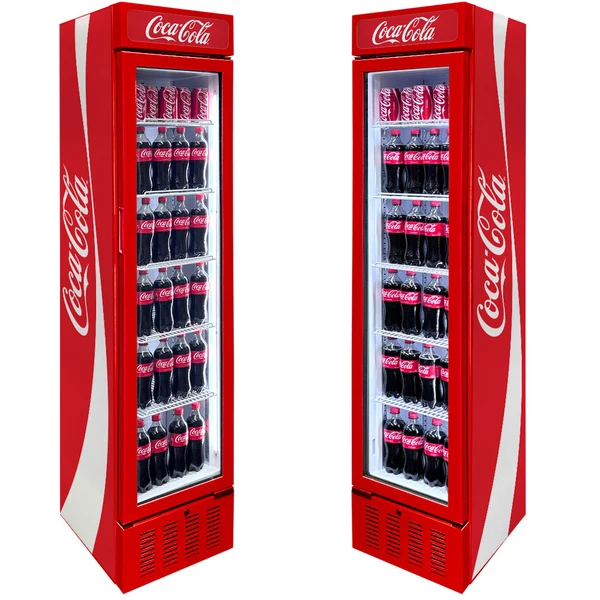 Coca Cola Skinny White Upright Glass Door Bar Fridge Triple Glazed LOW E Glass Lock and LED Light Box SK160R-CCR