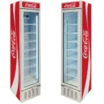 Coca Cola Skinny White Upright Glass Door Bar Fridge Triple Glazed LOW E Glass Lock and LED Light Box SK160W-CCR