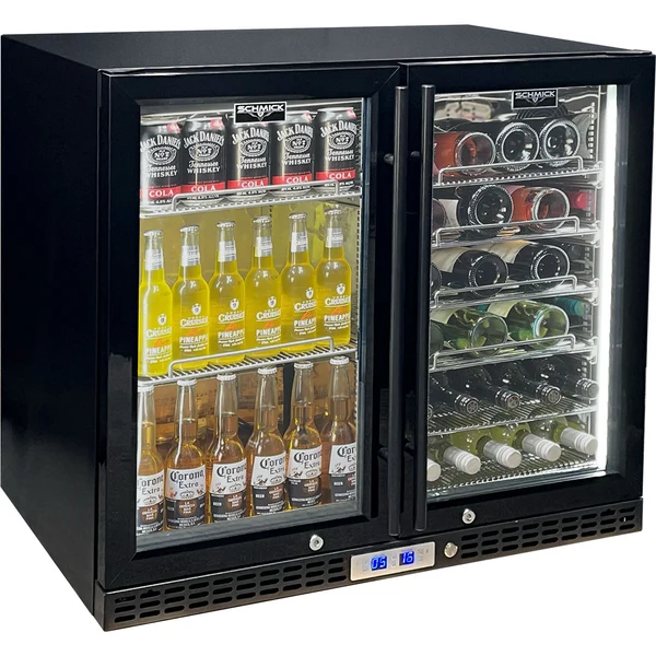 Schmick Under Bench Beer and Wine Dual Zone Bar Fridge SK228D-B-HD