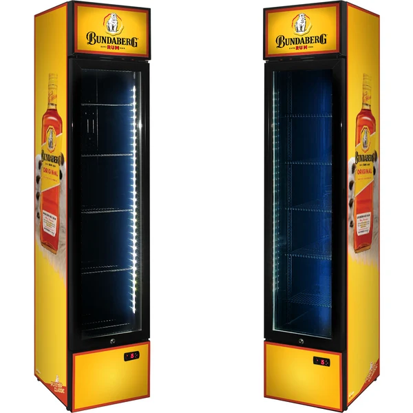 BUNDY RUM Branded Skinny Upright Bar Fridge SS-P160-Bundy-1
