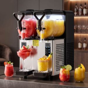 NORDA Slushie Machine 2x4L Tank Commercial Frozen Drink Maker 5 Modes Milkshake TD-SLS-RLZ4-8L-BK