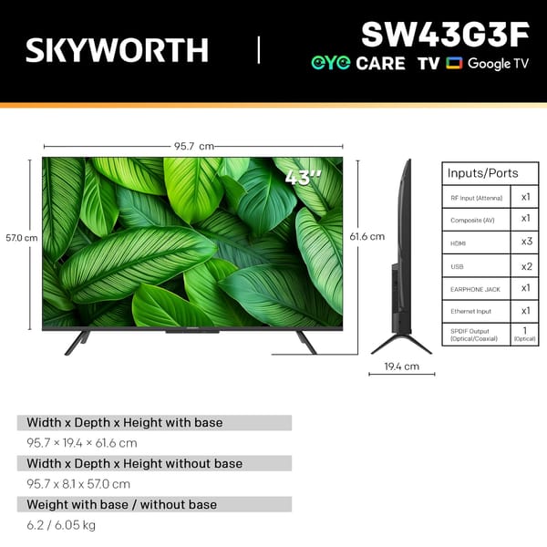 SKYWORTH G3F 43" 4K UHD Smart Google TV V1398-SW43G3F