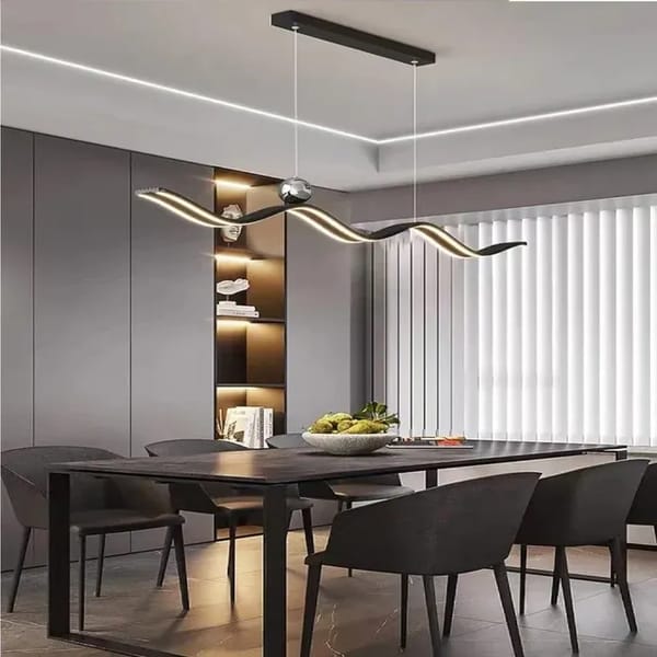 BAMDECOR A2575 Modern Design Linear LED Ceiling Light for Dining Room Office Kitchen Living Room (Black) V255-BAM-A2575