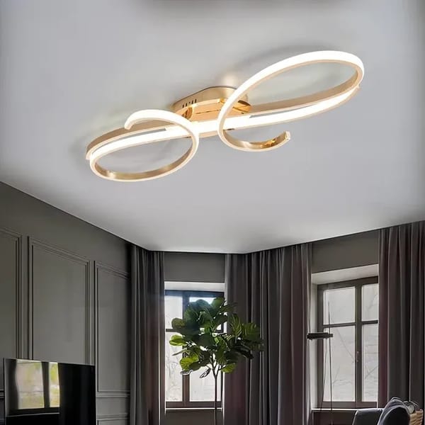 BAMDECOR AD2576 Modern Minimalist Curved Line Iron Aluminum Silicone LED Ceiling Light (Gold) V255-BAM-AD2576-GLD-80