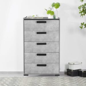 Dressing Chest With 6 Storage Drawers MDF Combination of Black & Cement Colour V43-TBY-COP