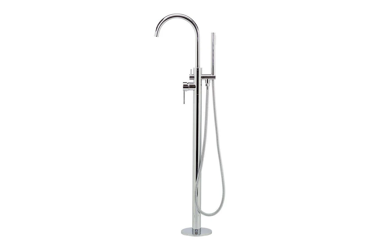 Symphony Floor Standing Bath Spout - Mixer and Hand Shower - Luxury Chrome VALE-FSM0427