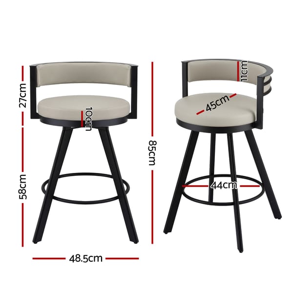 Artiss Bar Stools Set of 3 Swivel Counter Stools with Padded Backrest PU Leather Beige BA-TW-W0098-BGX3