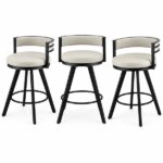 Artiss Bar Stools Set of 3 Swivel Counter Stools with Padded Backrest PU Leather Beige BA-TW-W0098-BGX3