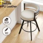 Artiss Bar Stools Set of 3 Swivel Counter Stools with Padded Backrest PU Leather Beige BA-TW-W0098-BGX3